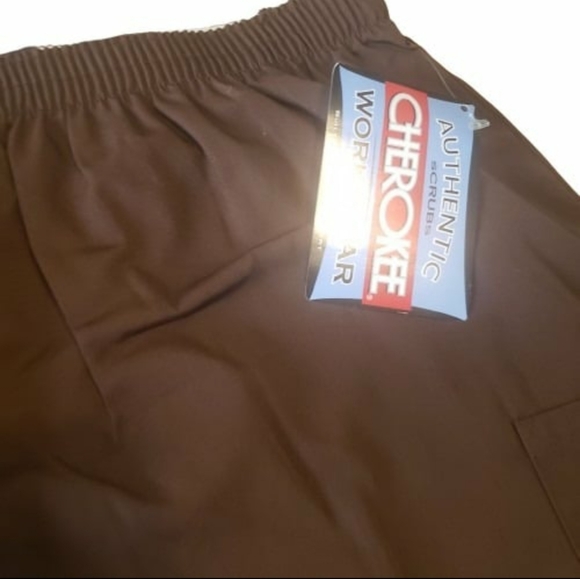 CHEROKEE ELASTIC WAISTBAND 2XL CHOCOLATE SCRUB/UNIFORM PANTS W/TAGS (STYLE 4200) - Picture 2 of 16
